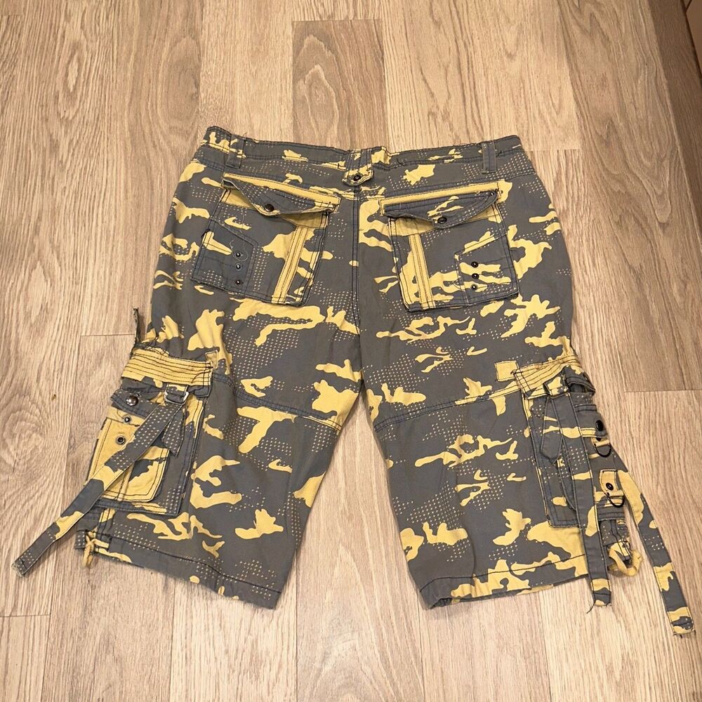 Vintage Y2K Request Jeans Cargo Tactical Camo Yellow Gray Mens Size 40 (Tag 42) - Picture 3 of 8